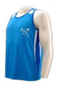 VT036 健身背心 度身訂製 個性印花背心 背心布料 背心生產商     彩藍色